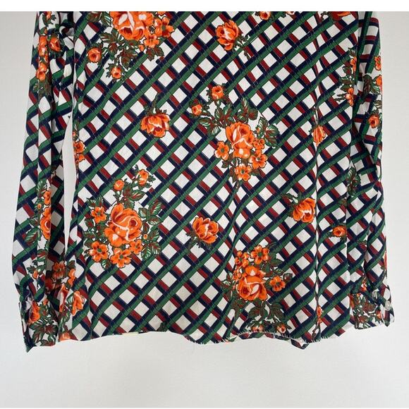 Vtg 70's Colorful Floral Geo Patterned Button Up Shirt Dagger Collar Sz 36 Retro - Picture 6 of 12